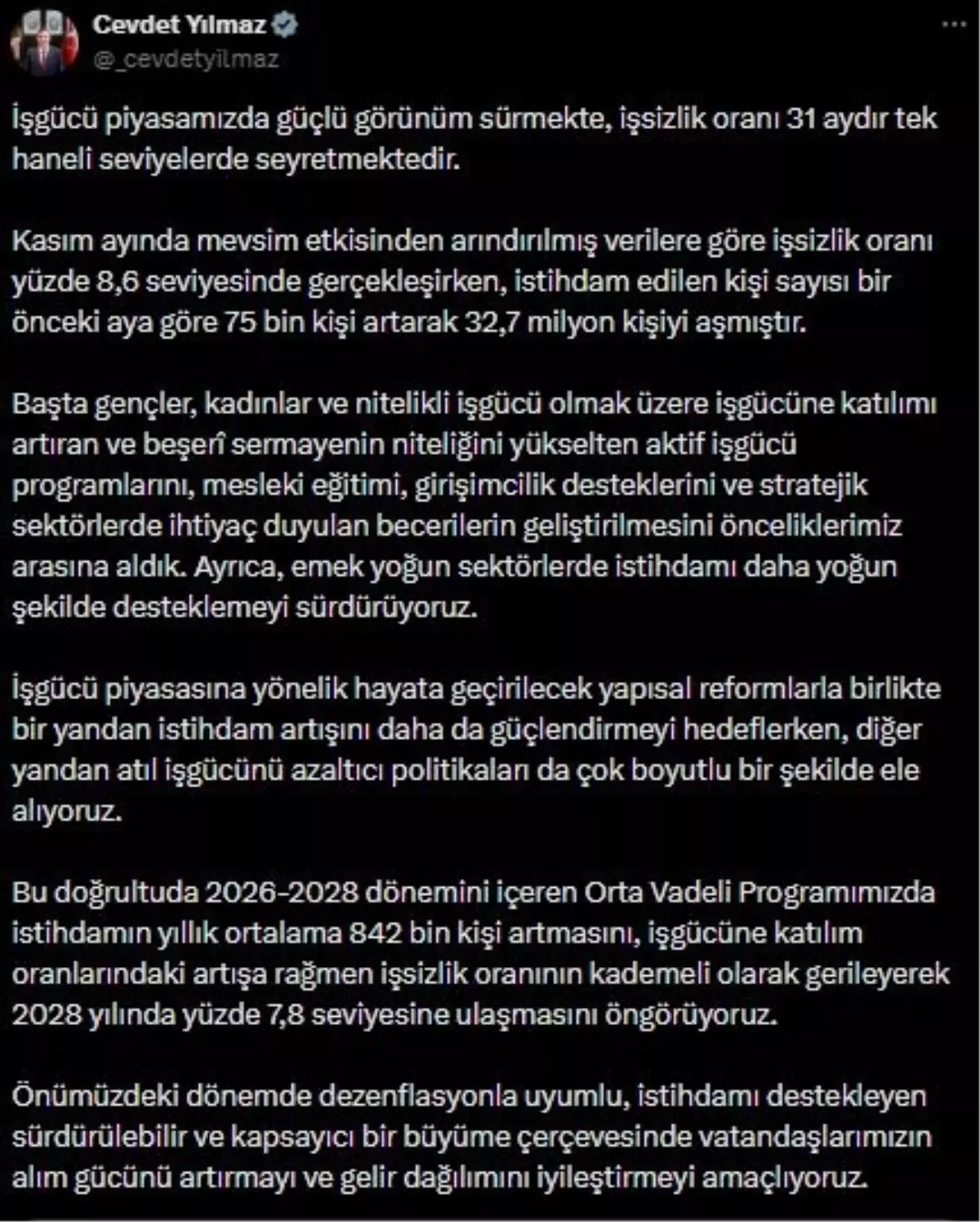 İstihdamda Artış ve İşsizlikte Düşüş Öngörüsü