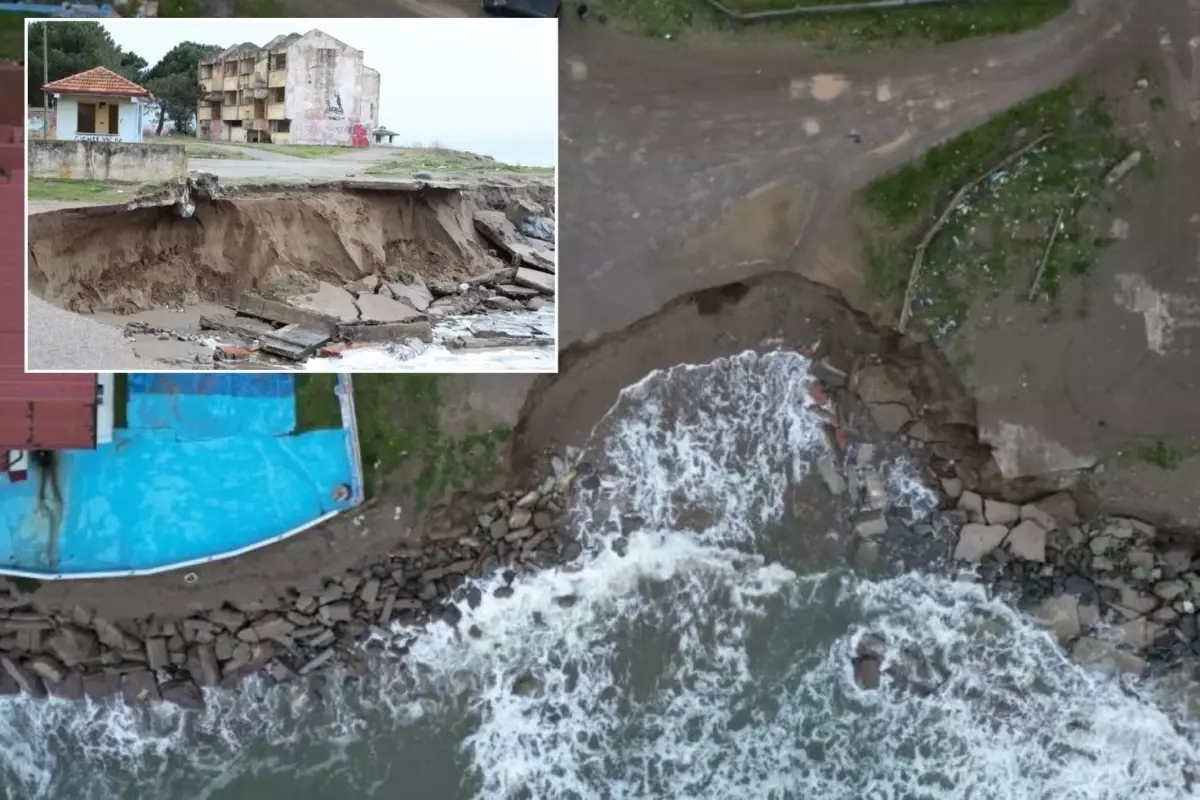 Korkutan görüntüler! Deniz bir günde 50 metre içeri girdi